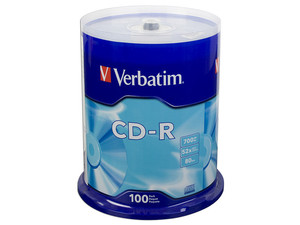 Paquete de 100 CD-R Verbatim de 700 MB, 80Min, 52x.