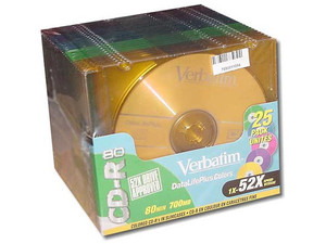 Paquete de 25 CDs (CD-R) de 80mins, 700Mb, 52x, Dif. Colores