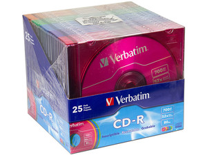 Paquete de 25 CD-R de Colores Verbatim, 700 MB, 80Min, 52X.