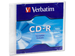 CD-R Verbatim de 700MB, 80Min., 52x, Caja Slim, 1 pieza.