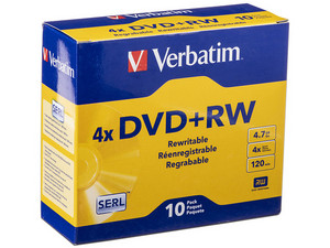 Paquete de 10 DVD+RW Verbatim de 4.7GB, 4x.
