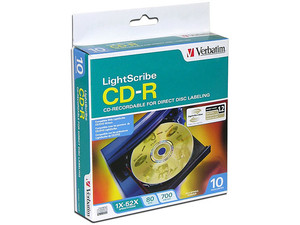 Paquete de 10 CD-R LightScribe Verbatim de 700MB, 52X. Compatibles con las grabadoras LightScribe de CD/DVD