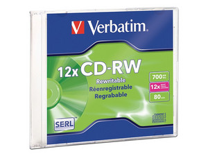 CD-RW Verbatim, 700Mb, 12x, 1 pieza.
