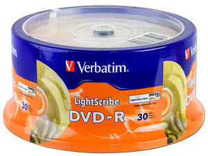 Paquete de 30 DVD-R LightScribe Verbatim de 4.7GB, 16X.