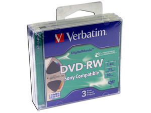 Paquete de 3 Mini DVD-RW Verbatim de 1.4GB, 2X