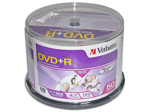 Paquete de 50 DVD+R Verbatim de 4.7GB, 16X