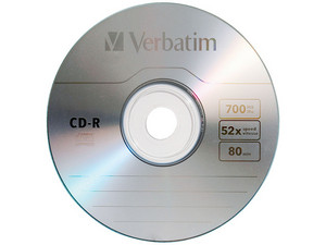 CD-R Verbatim de 700MB/80min, 52x, 1 pieza.