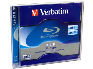 Blu-ray Disc BD-R LTH Type Verbatim de 25GB, 2X, 1 pieza.