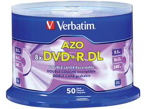 Paquete de 50 DVD+R DL (Doble Layer) Verbatim de 8.5 GB