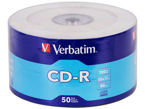 Paquete de 50 CD-R Verbatim de 700MB, 52x.