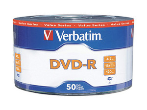 Paquete de 50 DVD-R Verbatim de 4.7 GB, 16x.