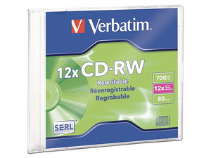 CD-RW Verbatim de 700 MB/80minutos, 12x.