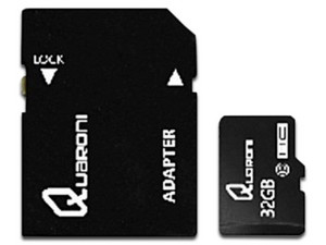 Memoria Quaroni MicroSD de 32 GB Clase 10, incluye adaptador SD.