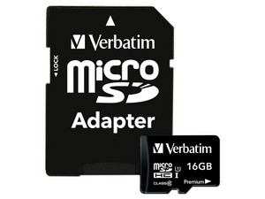 Memoria Verbatim Micro SDHC UHS-1 de 16 GB, clase 10, incluye adaptador SD.