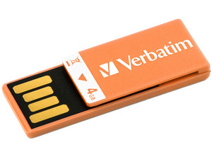 Unidad Flash USB 2.0 Verbatim Clip-it de 4 GB. Color Naranja