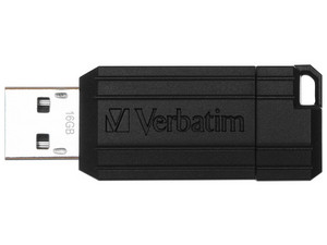 Unidad Flash USB 2.0 Verbatim PinStripe 99805 de 16 GB. Color Negro.