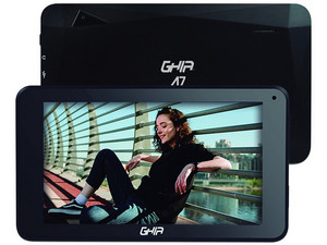 Tablet GHIA A7:
Procesador A133 Quad Core (hasta 1.5GHz),
Memoria RAM de 1GB, Almacenamiento de 16GB,
Pantalla LED Multi Touch de 7