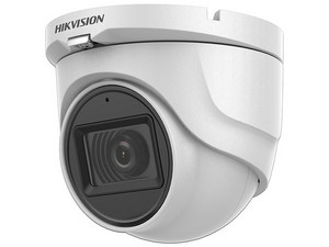 Cámara de vigilancia tipo Domo Hikvision 2CE76H0T de 5MP, IR hasta 30m, IP67.