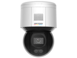 Cámara IP Tipo Domo PT Hikvision DS-2DE3A400BW-DE(F1)(S5)(B) de 4MP, Luz Blanca de hasta 30m, Micrófono y Bocina Integrada, IP66, PoE+.