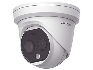 Cámara de Vigilancia IP Tipo Domo Hikvision DS-2TD1217-2/QA de 4MP (2560 x 1140), Lente 2 mm, IR Hasta 15 m, Detección de Temperatura, Color Blanco.