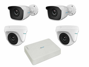 Kit de vigilancia HiLook con 1 DVR de 4 canales, 2 cámaras tipo domo y 2 cámaras tipo bala.