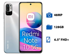 Smartphone Xiaomi Redmi Note 10 5G:
Procesador MediaTek Dimensity 700,
Memoria RAM de 4GB,
Almacenamiento de 128GB,
Pantalla LED Multi Touch de 6.5