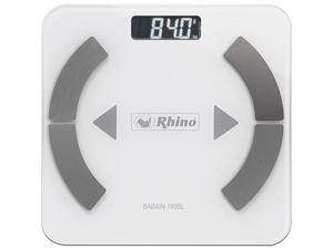 Báscula Inteligente Rhino BABAIN-180BL, Bluetooth para Análisis de grasa corporal, Color Blanco.