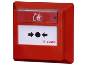 Pulsador de alarma de incendio manual con cristal Bosch FMC-420RW-GFGRD, color rojo.