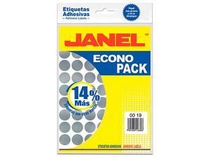 Etiquetas Adhesivas Janel Econopack Fluorescente, Redonda 00x19mm, Color Plata, C/560.