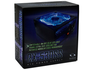 Fuente de Poder RAIDMAX de 530W, ATX, ventilador de 135mm con LED de azul.
