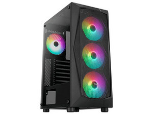 Gabinete Gamer Aerocool Falcon Argb Mid Tower Atx No Incluye Fuente De Poder Color Negro