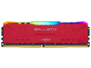 Memoria DIMM Crucial Ballistix RGB UDIMM, DDR4 PC4-25600 (3200MHz), CL16, 16GB. Color Rojo.