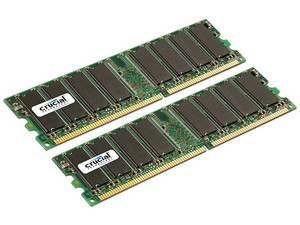 Memoria RAM CRUCIAL DDR PC-3200(400 MHz), CL3, 2 GB (2 x 1GB).