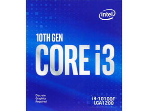10th Generation Intel Core i3-10100F Processor, 3.6 GHz (up to 4.4 GHz), Socket 1200, 6 MB Cache, Quad-Core, 14nm. Does not include Integrated Graphics 