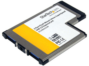 Tarjeta Adaptador ExpressCard/54 USB 3.0 SuperSpeed de 2 Puertos con UASP - Montaje al Ras - Flush Mount