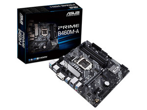 ASUS PRIME B460M-A Motherboard, Intel B460 Chipset, Supports Intel 10th Gen. Core i Series, Pentium, Gold and Celeron, DDR4 2933 / 2666 / 2133 MHz Memory, 128GB Max, Integrated: HD Audio, Network and SATA 3.0, M.2, MicroATX Pts: 1xPCIE x16, 2XPCIE x1.