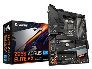 T. Gigabyte Z590 Aorus Elite AX Motherboard, Intel Z590 Chipset, Supports: Intel 11th and 10th Generation, Memory: DDR4 5400(OC)/4700 (OC)/2133 MHz, 128GB Max, Integrated: HD Audio, Network, USB 3.0 and SATA 3.0, ATX, Ports: 2xPCIEx16, 1xPCIEx1.