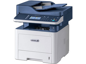 Multifuncional Xerox WorkCentre 3335_DNI, impresora láser monocromática, copiadora, escáner y fax, USB 2.0, Wi-Fi, Ethernet. Empaque original desgastado, producto con desgaste y uso visible
