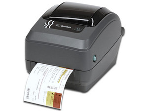 Impresora térmica de etiquetas Zebra GX430t, 300 x 300 dpi. Color gris.