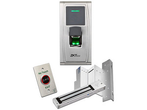 Paquete de control de acceso ZKTeco MA300 LM1805 Pack con validación por huella y Tarjetas ID de 125 Khz, Incluye cerradura magnética de 200 Kg y soporte ZL.