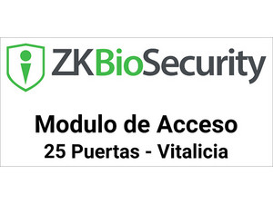 Licencia vitalicia ZKTeko ZKBSACP25 para 25 puertas en Control de acceso, Hasta 5 mil usuarios, 500 departamentos y 500 áreas.