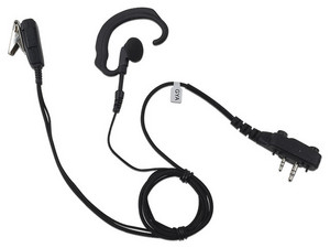 Micrófono de solapa PRYME SPM-330S-E-BF, Gancho suave para la oreja, Fibra trenzada para puerto de accesorios Icom de 2 pines con tornillos.