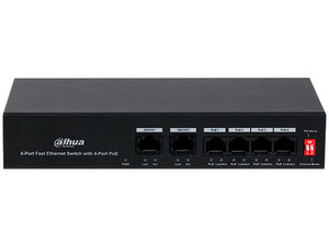 Switch Dahua PFS3006-4ET-36 de 6 puertos Ethernet 10/100Mbps, PoE.