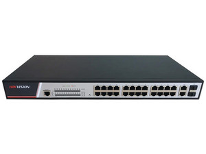 Switch administrable Gigabit Hikvision DS-3E2326P, 24 Puertos 10/100 Mbps PoE+, 2 ranuras SFP.