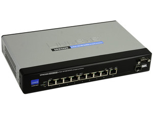 Switch Linksys 	SRW208G de 9 puertos (8 puertos 10/100, 1 puerto Gigabit y 1 miniGBIC combinados), WebView