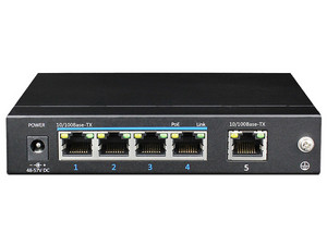 Switch UTEPO de 4 puertos PoE, 1 puerto SFP 10/100 Mbps, con soporte para VLAN.