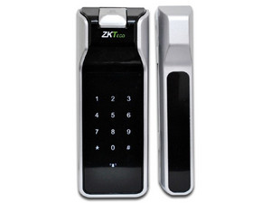 Cerradura biométrica ZKTeco ZKGL200 para puertas de cristal, 100 huellas, apertura manual y automatizada.