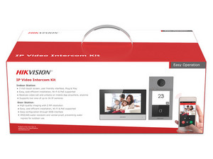 Kit de Videoportero Hikvision DS-KIS604-P(B) Frente de Calle 1080p, IR Hasta 3m, Monitor de 7