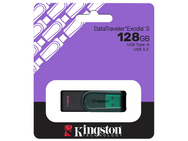 Unidad Flash USB 3.2 Kingston DataTraveler Exodia S de 128 GB, USB 3.2 Gen 1. Color Verde.