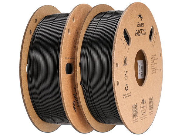 Rollo de Filamento Creality End Fast PLA Value Pack de 1.75mm, 1Kg. Color Negro-Negro.